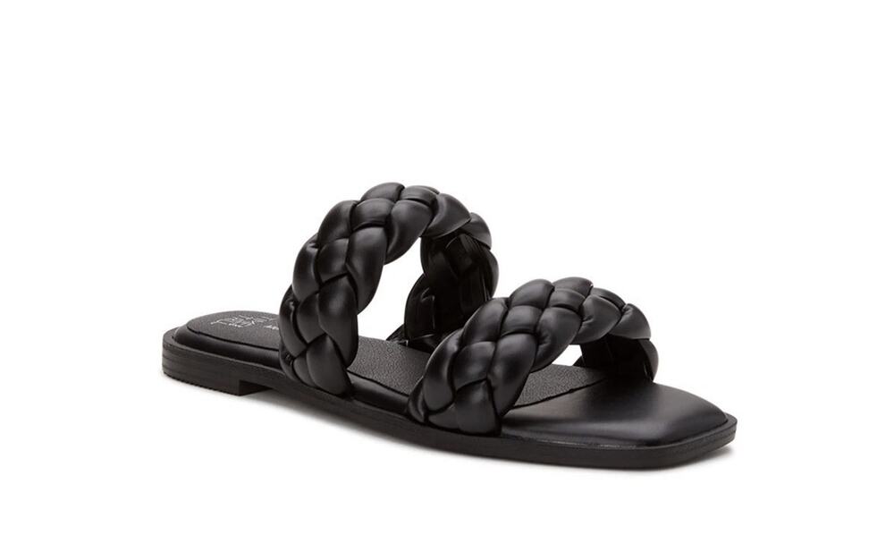 Women's Time & Tru Braided Two Band Sandals Black Size 6